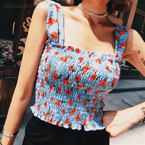 2018 Sexy Crop Top Floral Bustier Cropped Feminino Womens Tanks Top