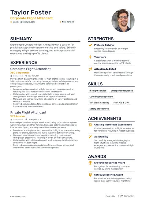 Corporate Flight Attendant Resume Examples Guide For
