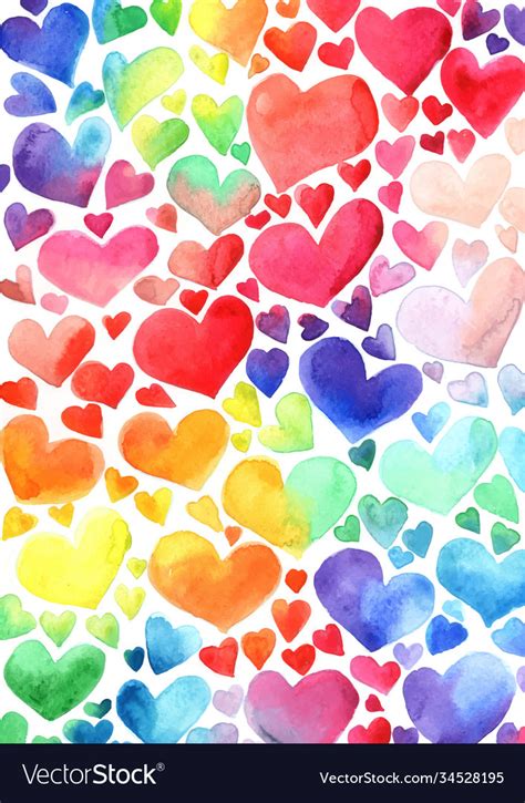 Colorful Rainbow Hearts Background For Decoration Vector Image