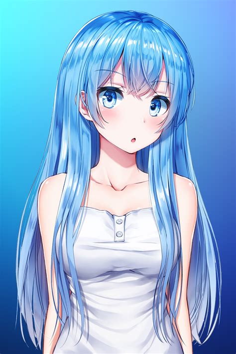 Download Wallpaper X Blue Hair Anime Girl Cute Original Qhd Samsung Galaxy S S