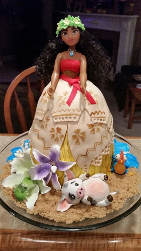 Moana Doll Cake Moana Marzipan Anywayyouiceit Doll Birthday Cake Moana Birthday Cake Doll