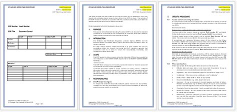 Standard Operating Procedure Sop Templates For Word