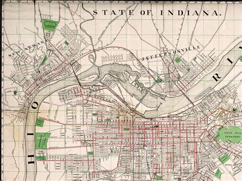 Vintage Map Of Louisville Ky Old Louisville Ky Map Etsy