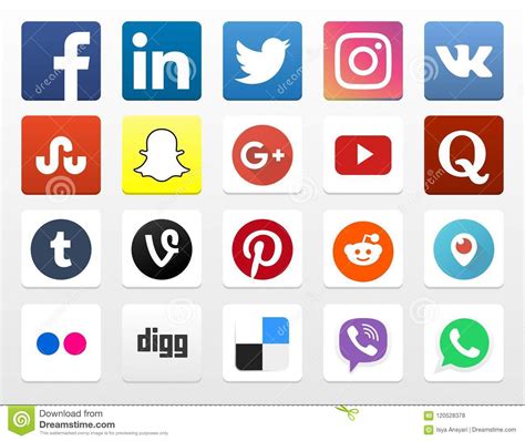 20 Popular Social Networking App Icons Editorial Stock