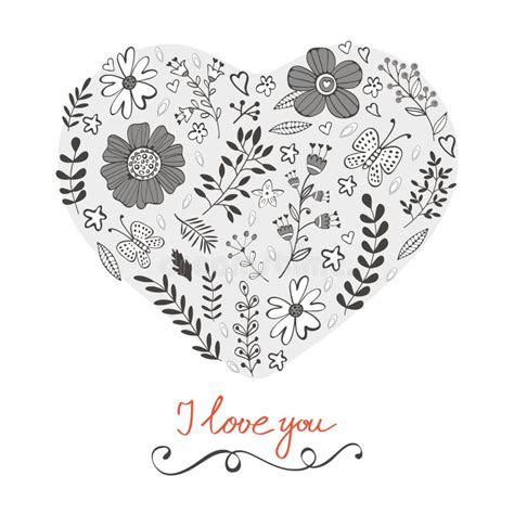 Elegant Love Card With Floral Heart And Stock Vector Illustration Of