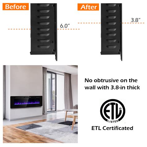 60 Electric Fireplace Recessed Ultra Thin Wall Mounted Heater