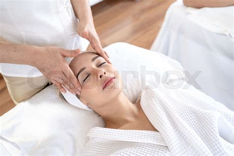 Woman Relaxes In The Spa Body Massage Treatment Stock Image Colourbox