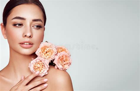 Beautiful Young Woman With A Rose Flower Stock Image Image Of