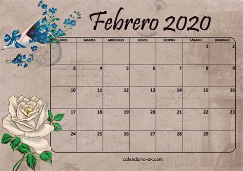 Plantilla Febrero 2020 Vintage Calendario De Febrero Plantilla