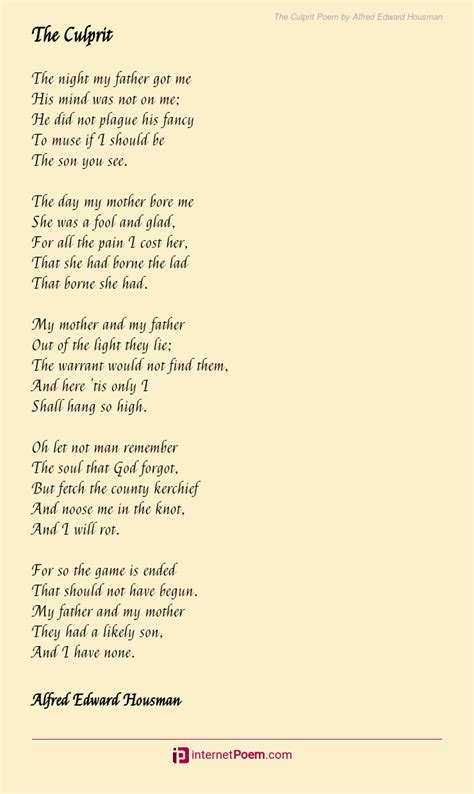 The Culprit Poem By Alfred Edward Housman