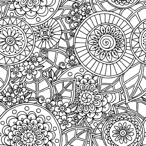 Seamless Floral Doodle Black And White Background Pattern In Vector