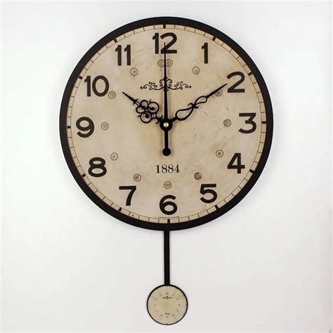 Silent Large Decorative Wall Clock Modern Design Vintage Round Wall