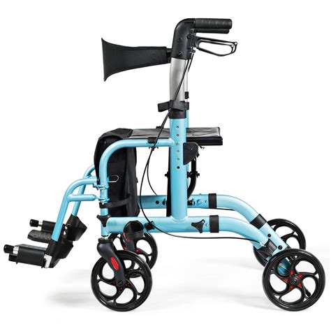 Costway Folding Rollator Walker Wheeled Walking Frame With Seat Brake