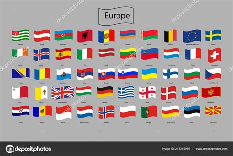 Flags Europe Full Vector Collection Vector Illustration Icon Button Set