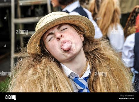 St Trinians Girl Being Naughty At The Goodwood Revival Poking Tongue