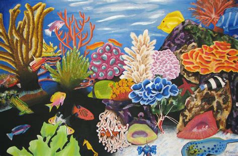 Hand painted underwater illustration with coral reef, starfish. Coral_Reef_by_PrincessChristi.jpg (2790×1836) | Coral ...