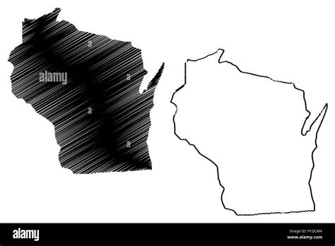 Wisconsin Map Vector Illustration Scribble Sketch Wisconsin Map Stock