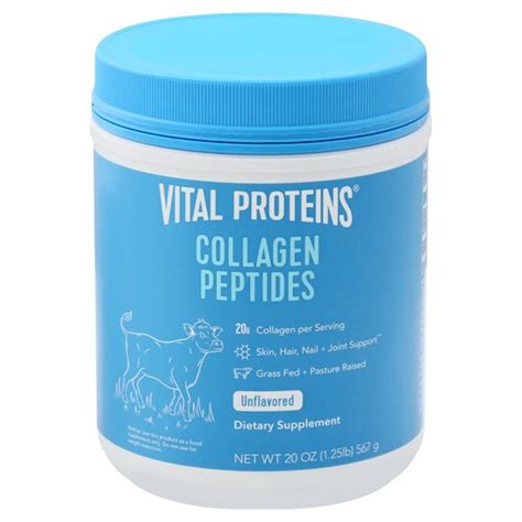 Made from one simple ingredient, our collagen peptides are neutral in flavor and are great for adding to water, coffee, smoothies, recipes and more. Vital Proteins Collagen Peptides, Unflavored (20 oz ...
