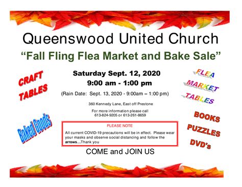 Fall Fling Flea Market And Bake Sale 2020 Queenswood United Church