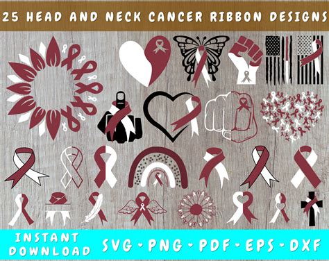 Head And Neck Cancer Ribbon Svg Bundle 25 Designs Head And Neck Png