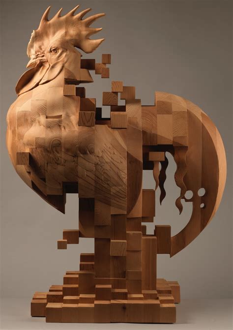 10 Beautiful Pixelated Sculptures Made With Wood Created By Han Hsu