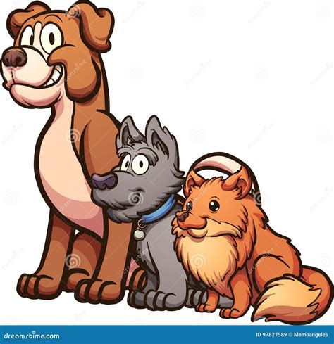 Cartoon Dogs Vector Set Isolated Illustration