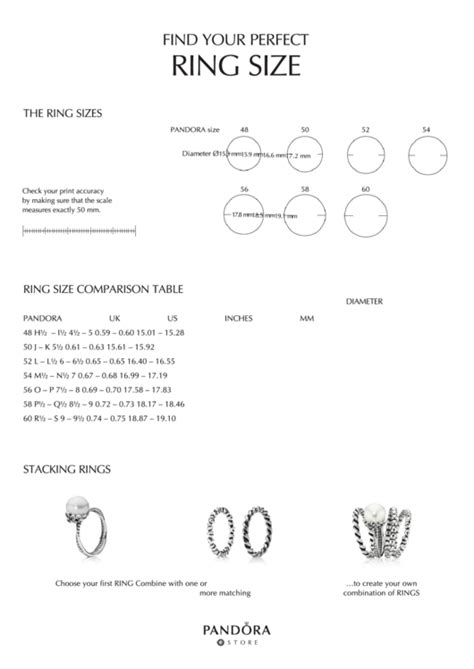 Pandora Ring Size Chart Printable Pdf Download