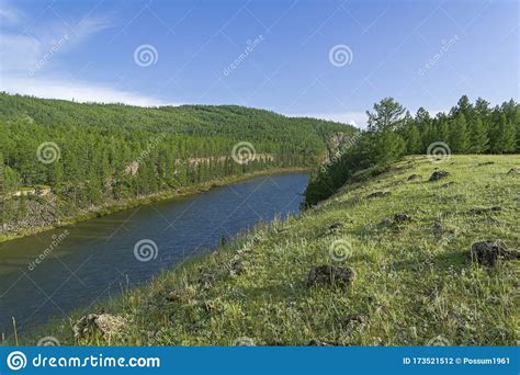 High Steep Rocky Riverbank Siberia Stock Photo Image Of Forest