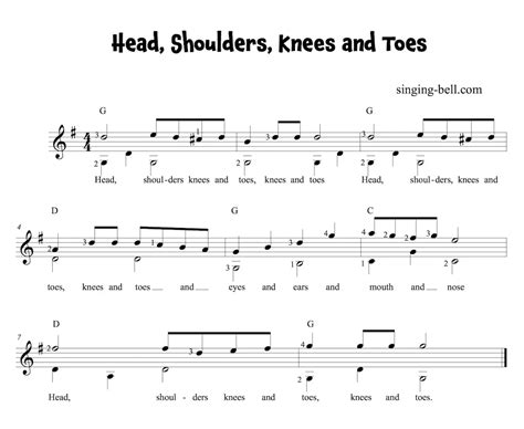 lead sheet head shoulders knees and toes with chordsitsy 56 off