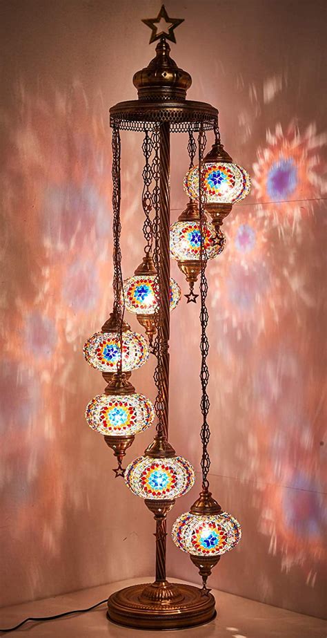 Lamodahome Big Globes Turkish Moroccan Mosaic Floor Lamp Light