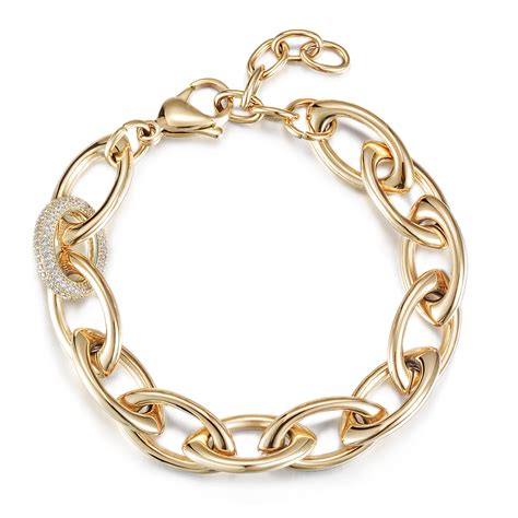Oval Link Bracelet With Cz Women Bracelets Gold Bracelets For Girls