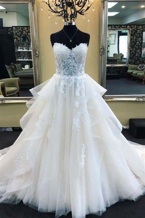 Lace Sweetheart Corset Wedding Gown Dress With Tulle Skirt Loveangeldress