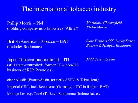 Ppt International Tobacco Companies Powerpoint Presentation Free Download Id 3517008