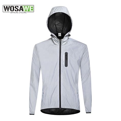 Wosawe Reflective Jacket With Hoodie And Waterproof Windbreaker For Men