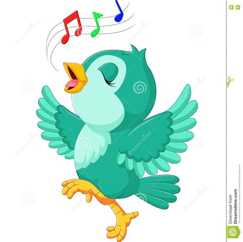 Cute Bird Singing Stock Vector Image Of Note Funny 76379112 Singing