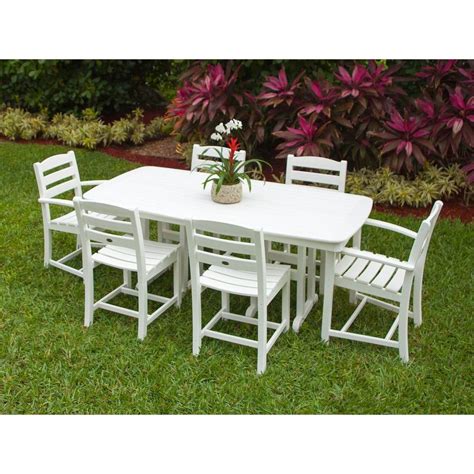 Polywood La Casa Cafe White 7 Piece Plastic Outdoor Patio Dining Set