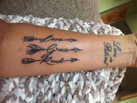 Names, symbols, and inside jokes all make for amazing ink. Arrow Tattoos with Child's Name | Arrow tattoos, Tattoos ...
