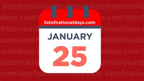 January 25th National Holidaysobservances And Famous Birthdays