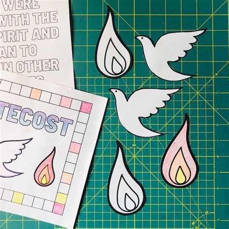 5 Pentecost Coloring Pages Diy Mobile Craft Flame And Dove Holy Spirit