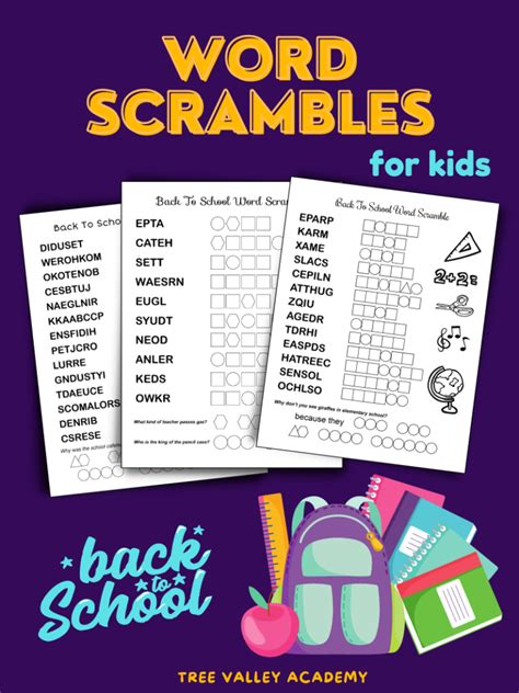 14 Printable Word Scrambles For Kids Tree Valley Academy