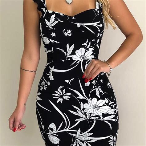 Hualong Sexy Sleeveless Floral Bodycon Dress Online Store For Women Sexy Dresses