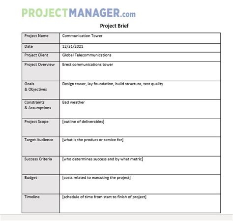 How To Create A Project Brief Example Included