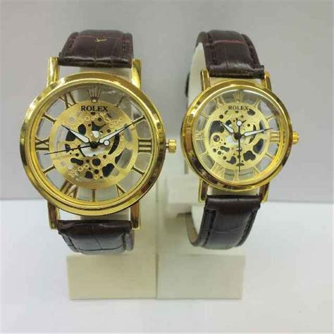jual jam tangan rolex sepasang dark brown gold harga promo  lapak