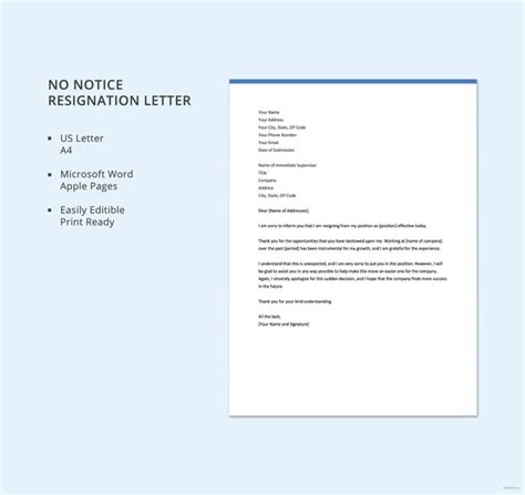 15 Notice Of Resignation Letter Templates Doc Pdf
