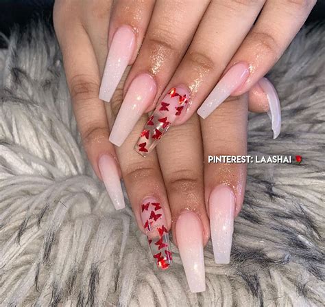 Baddie Red Butterfly Acrylic Nails Glorietalabel