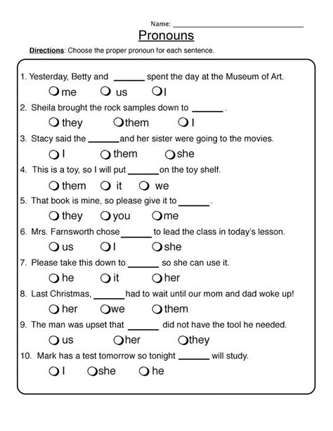 Included is a completed and blank pronoun chart (which you use is up to you!), as well as a practice 2nd Grade English Worksheets - Best Coloring Pages For Kids