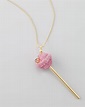 Simone I. Smith Yellow Gold Crystal-Encrusted Lollipop Necklace, Pink