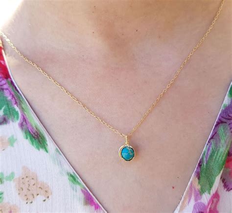 Boho Style Jewelry 14k Gold Filled Turquoise Necklace Or Sterling