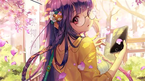 Download 1920x1080 Furyou Michi Gang Road Anime Girl Glasses Sakura Tree Cute Wallpapers For