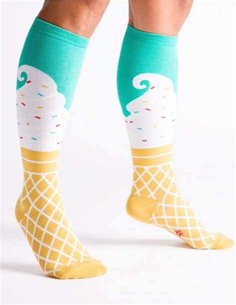 Ice Cream Cone Womens Knee Socks A Unique Ts Website Women Knee Socks Cream Socks